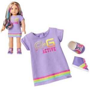 American Girl Show Your Sporty Side Doll Outfit Dress Shoes Active Purple NEW